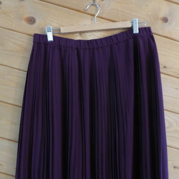 Eileen Fisher Purple Waistband Pull On Midi Long Micro Pleated Skirt NWT NEW 10 - Picture 2 of 15